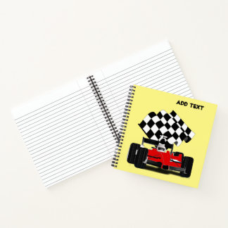 Carnet Voiture Red Race avec drapeau À damiers