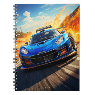 Carnet - Voiture sport bleue