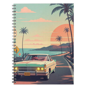 Carnet Voiture vintage de style rétro sur la plage