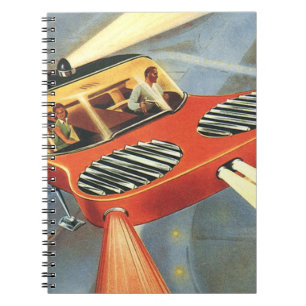 Carnet Voiture volante de science-fiction vintage