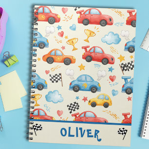 Carnet Voitures de course aquarelles colorées mignonnes