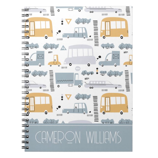 Carnet Voitures mignonnes dans le Motif de la circulation (Devant)