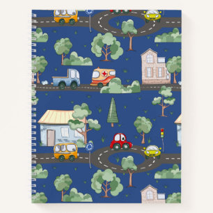 Carnet Voitures Mignonnes en Ville Motif pour Petits Garç