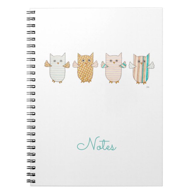 carnet volant de 4 Chouettes Pastel (Devant)