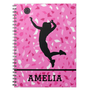 Carnet Volley-Ball Personnalisé Et Motif Terrazzo Rose