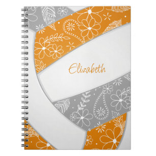 Carnet volleyball féminin sport orange gris bohème