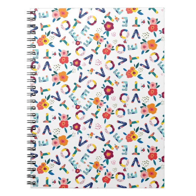 Carnet Voter Moderne Floral Whimsical en Coral Bleu rose (Devant)