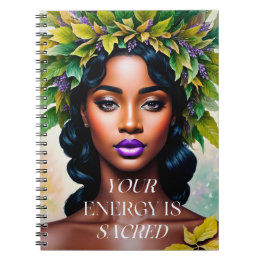 Carnet Votre énergie est sacrée Black Woman Botanical Art
