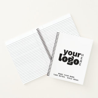 Carnet Votre logo ici Marque professionnelle Noir Blanc