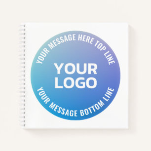 Carnet Votre logo   Ombre de bleu à violet et texte circu
