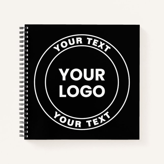 Carnet Votre logo téléchargé + texte circulaire gras  (Devant)