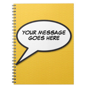 Carnet Votre message bulle de discours Fun rétro bande de