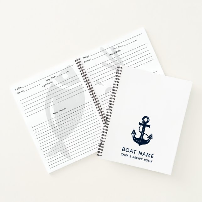 Carnet Votre nom de bateau Ancre Bleue (Intérieur)