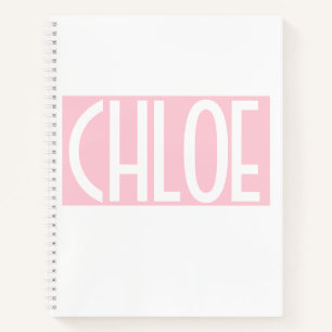 Carnet Votre nom Texte blanc gras sur rose clair