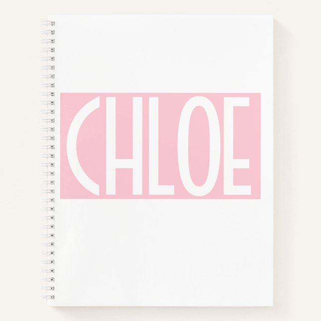 Carnet Votre nom | Texte blanc gras sur rose clair (Devant)