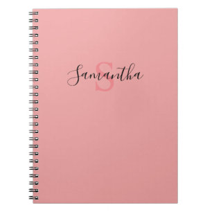 Carnet Votre nom Typographie Monogramme - Rose