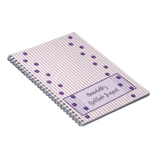 Carnet Votre nom Violet Stripes & Rows of Purple Flowers