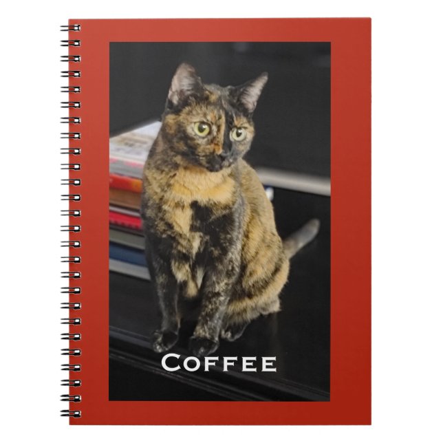 Carnet Votre photo d'animal de compagnie, nom, fond rouge (Devant)