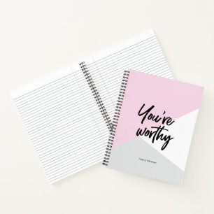 Carnet Vous êtes digne Pink Chic Personnalisé Motivationn