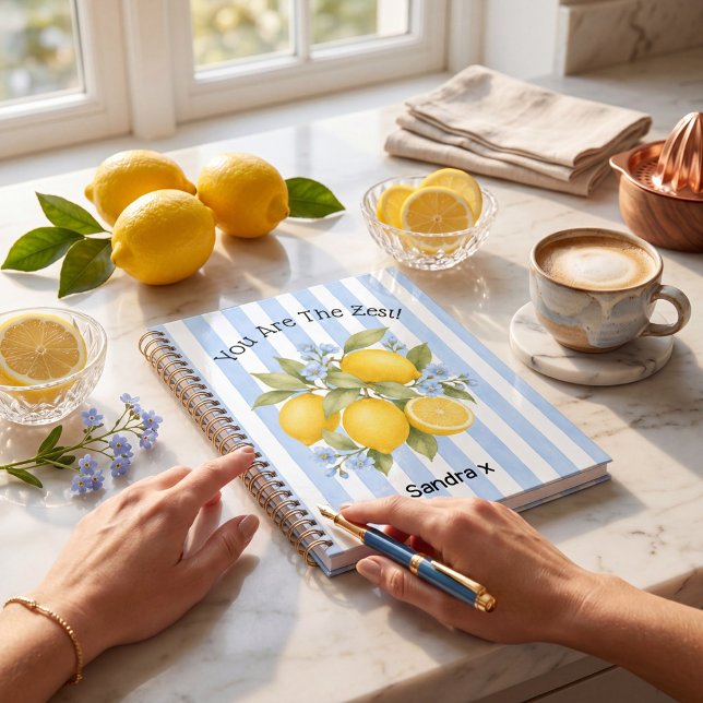 Carnet Vous Êtes Le Citron Design Floral À Rayures (Créateur téléchargé)