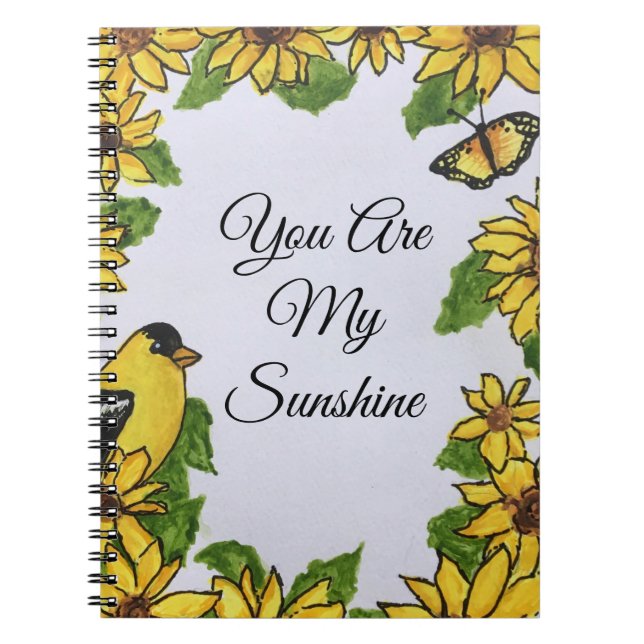 Carnet Vous êtes mon soleil Happy Bird Sunflowers (Devant)