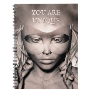 Carnet Vous êtes unique. Femme avec un masque de masquera