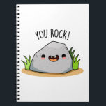 Carnet Vous Rock Funny Rock Géologie Pun<br><div class="desc">You Rock Funny Rock Geology Pun présente un rock clignotant un sourire mignon et disant VOUS ROCK! Un cadeau de Pun mignon pour la famille et les amis qui aiment la géologie rock puns.</div>