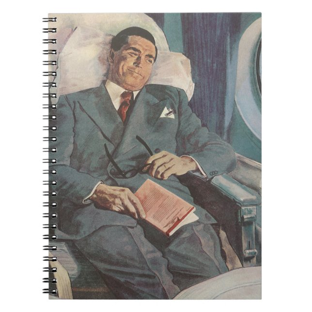 Carnet Voyage d'affaires vintage, lecture dans l'avion (Devant)