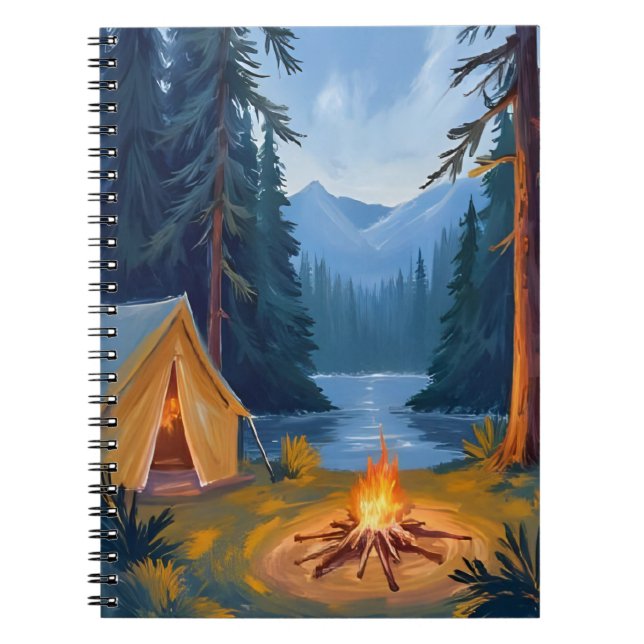 Carnet Voyage de camping Feu de camp de forêt Tente Aquar (Devant)