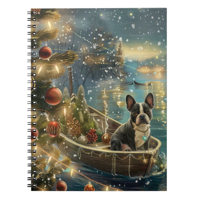 Carnet Voyage de fête de Noël de Boston Terrier (Devant)