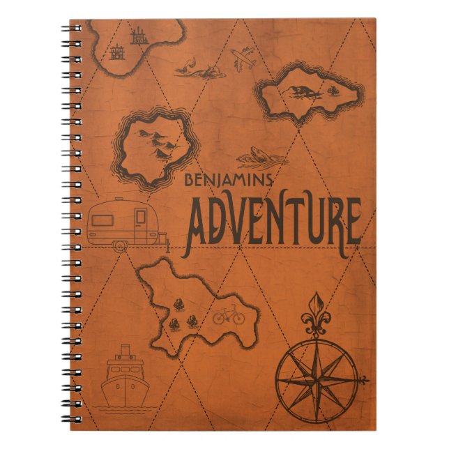 Carnet Voyage de monogramme d'aventure de géographie de (Devant)