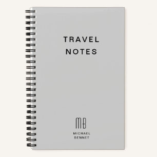 Carnet Voyage de monogramme gris moderne