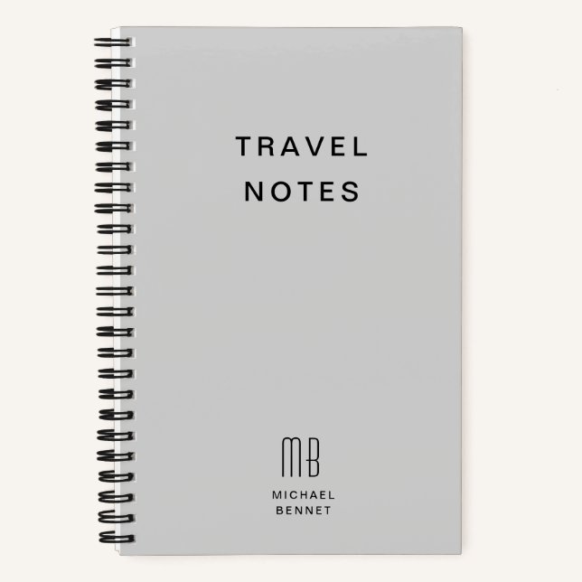 Carnet Voyage de monogramme gris moderne (Recto)