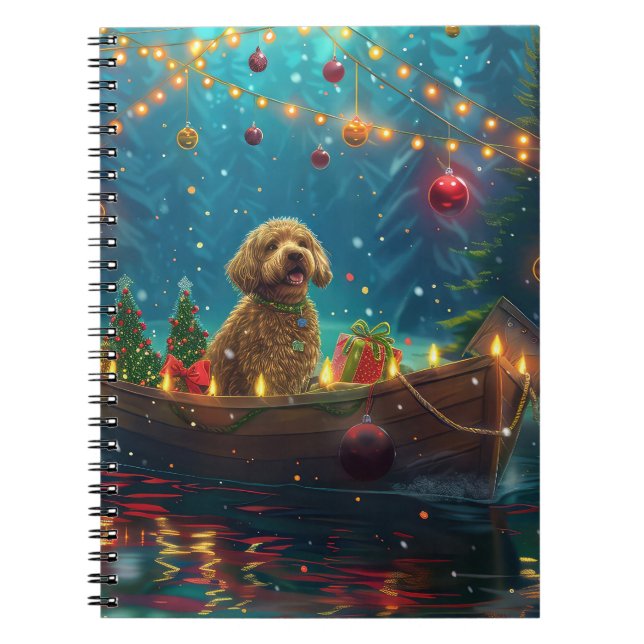 Carnet Voyage de Noël festif de Goldendoodle (Devant)