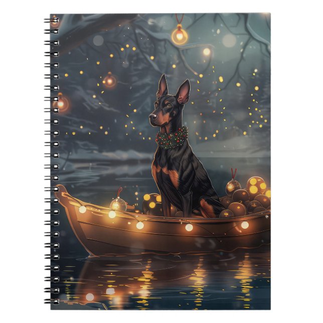 Carnet Voyage de Noël festif du Doberman (Devant)