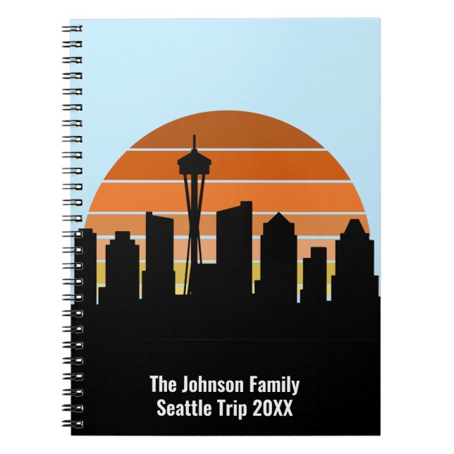 Carnet Voyage en famille personnalisé Seattle Skyline Sun (Devant)