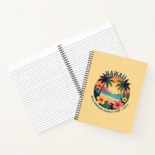 Carnet Voyage familial personnalisé rétro Hawaï vacances 
