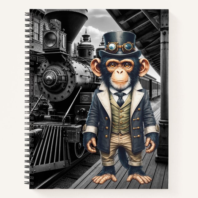 Carnet Voyageur du monde chimpanzé victorien Steampunk (Devant)