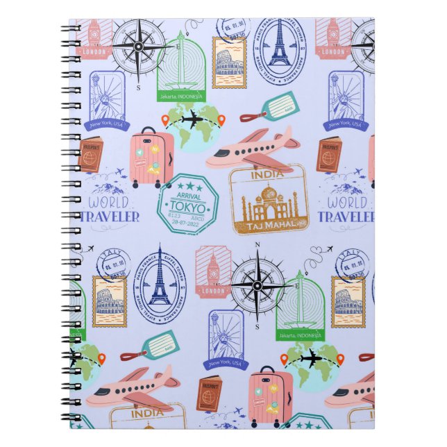 Carnet Voyageur du monde mignon Collage (Devant)