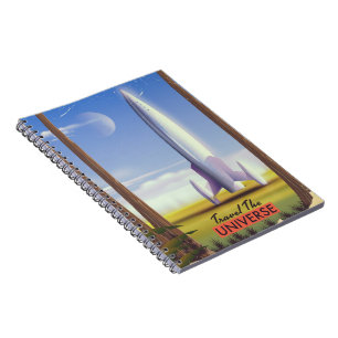 Carnet Voyagez dans l'Univers art spatial rétro.