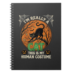 Carnet Vraiment Chat Noir Halloween Lune Citrouilles