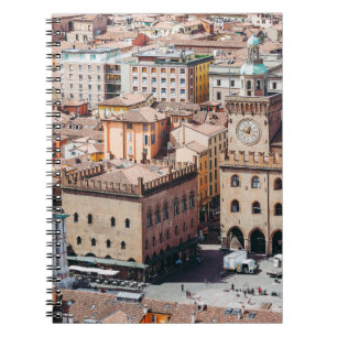 Carnet Vue aérienne de la Piazza Maggiore carré et San Pe