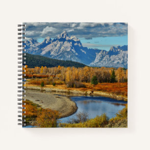 Carnet Vue de la rivière Grand Teton Mountains à l'automn