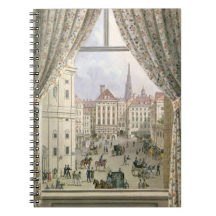 Carnet Vue du Freyung, Vienne, 1825 (gouache sur le pape