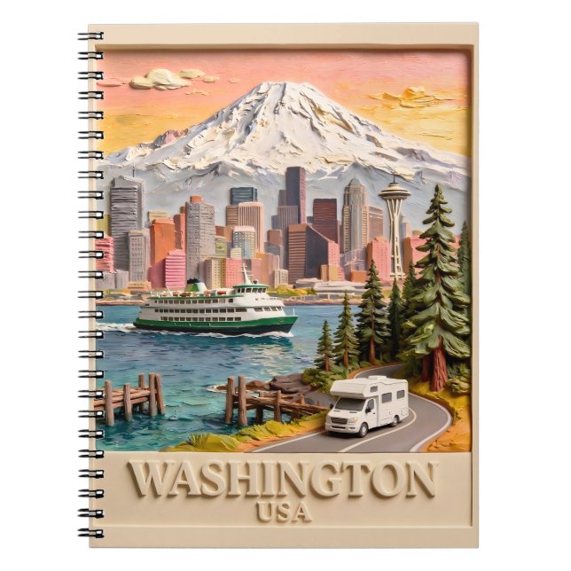 Carnet Vue panoramique texturée de la ville de Seattle, W (Devant)