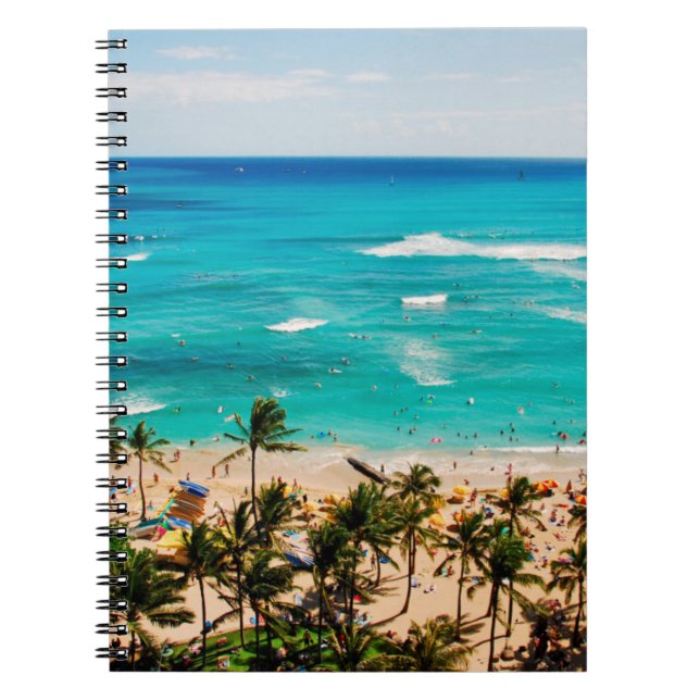 Carnet Vue surélevée de la scène de Waikiki Beach, Honolu (Devant)