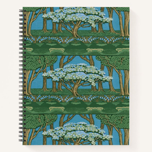 Carnet Walter Crane May Tree Wallpaper Green Blue (Devant)