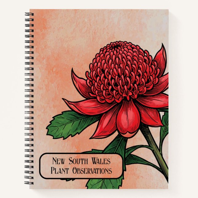 Carnet Waratah botanique cramoisie (Devant)