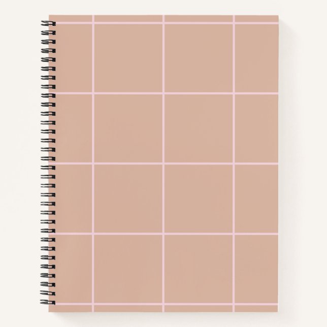 Carnet Warm Beige Grid Pattern Minimal Soft Check Design (Devant)