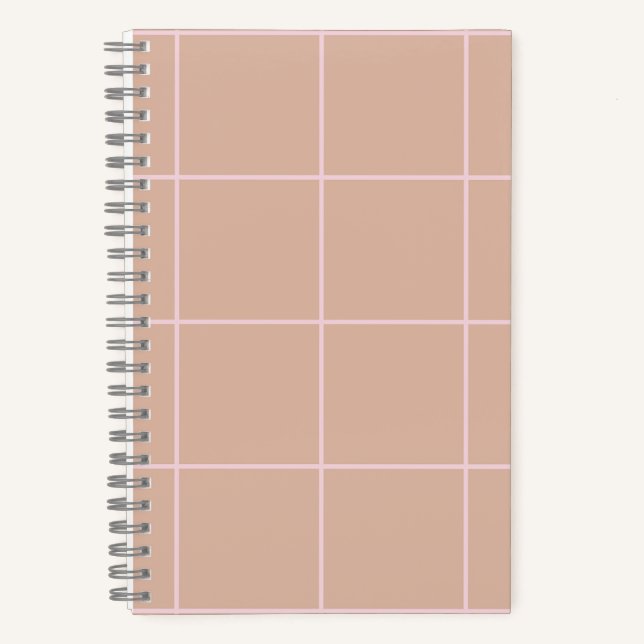 Carnet Warm Beige Grid Pattern Minimal Soft Check Design (Recto)